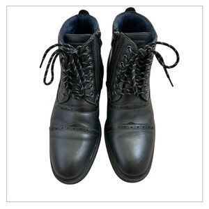 ARKBIRD Mens Chelsea Leather Black Boots Combat-Style Chukka‎ Ankle Zipper 8.5